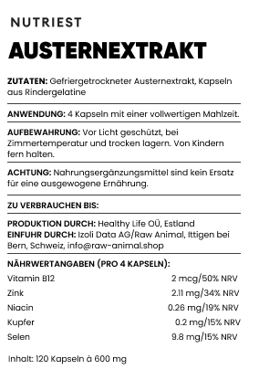 Extrait pur d’huître en capsules