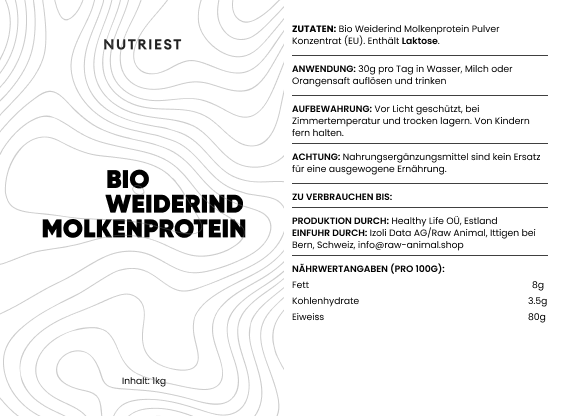 Protéine de lactosérum premium issue de lait de pâturage biologique