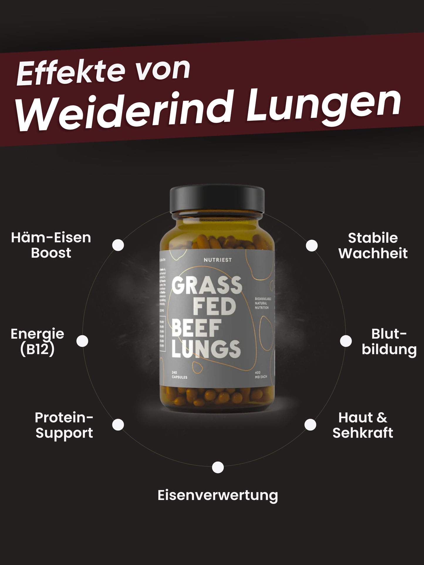 Poumons de bœuf bio séchés en capsules