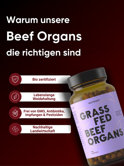 Organes de bœuf bio séchés en capsules