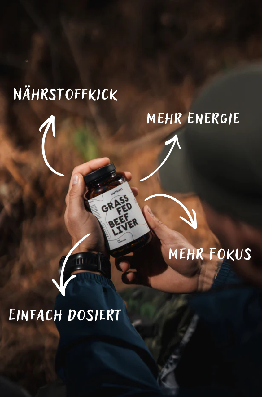 Gélules de foie de bœuf bio séché issues de l'élevage en pâturage