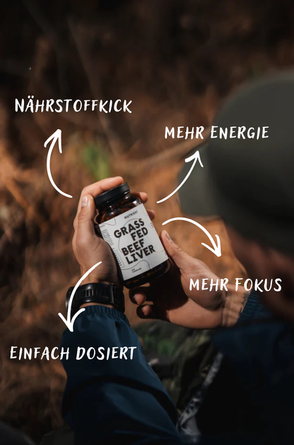 Gélules de foie de bœuf bio séché issues de l'élevage en pâturage