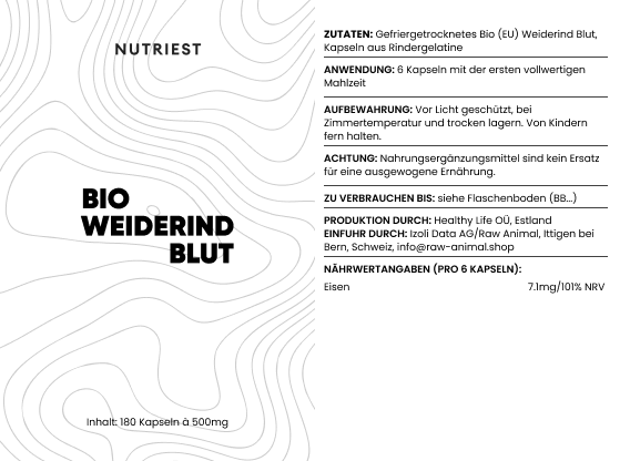 Sang de bœuf bio séché en capsules