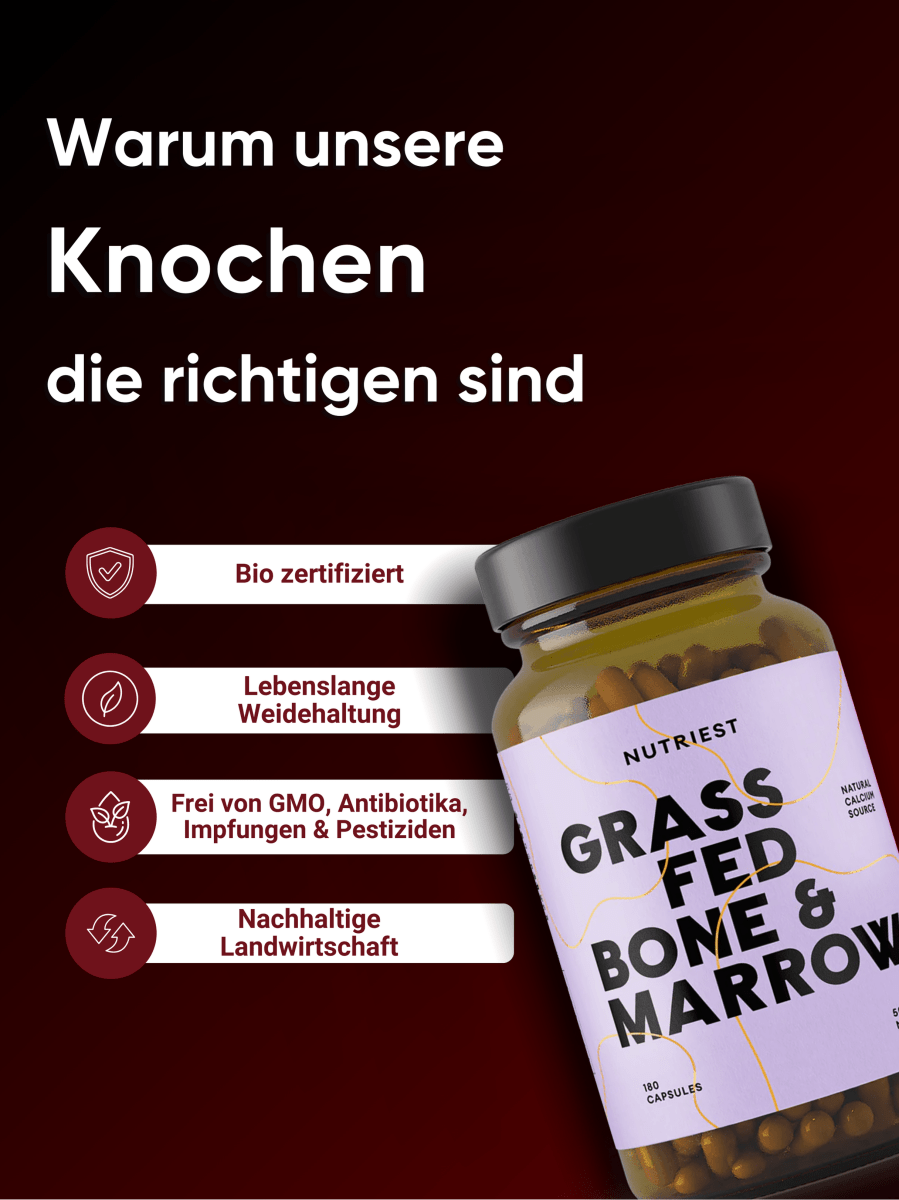 Getrocknete Bio Weiderind Knochen und Knochenmark in Kapseln NUTRIEST - Raw Animal