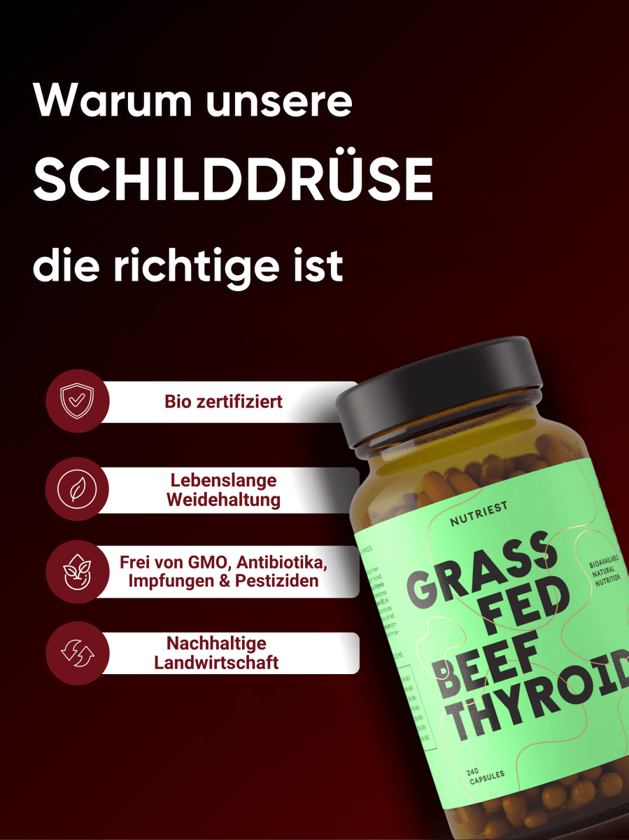 Getrocknete Bio Weiderind Schilddrüse in Kapseln NUTRIEST - Raw Animal
