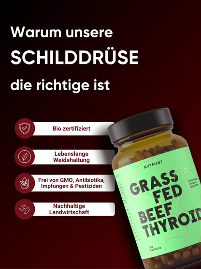 Getrocknete Bio Weiderind Schilddrüse in Kapseln NUTRIEST - Raw Animal