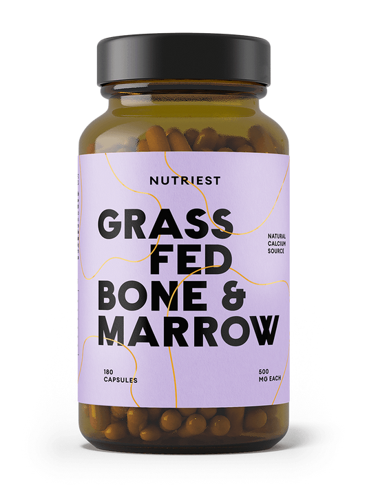 Os et moelle osseuse de bœuf bio nourri à l'herbe, séchés et conditionnés en capsules